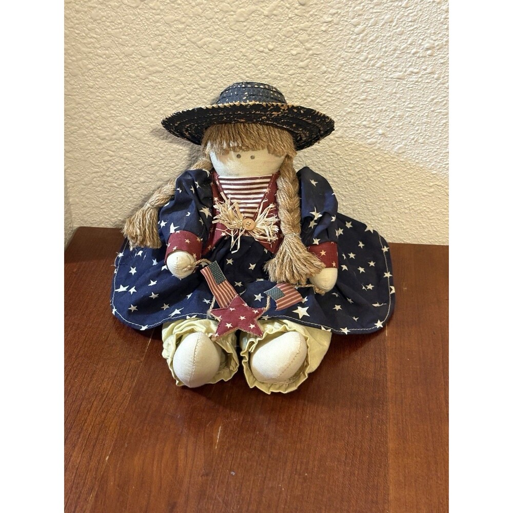 Vintage Patriotic Rag Doll Weighted Bottom 250 Years